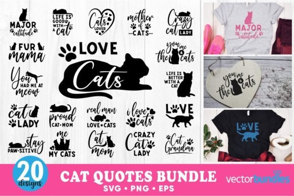 Reviewing Cat Lettering Bundles Quote Vector SVG